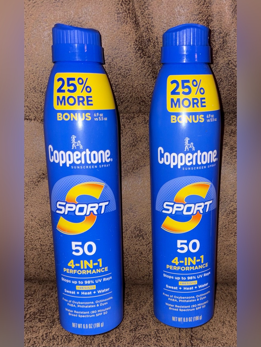 Two Coppertone Sport SPF 50 Sunscreen Spray - NEW